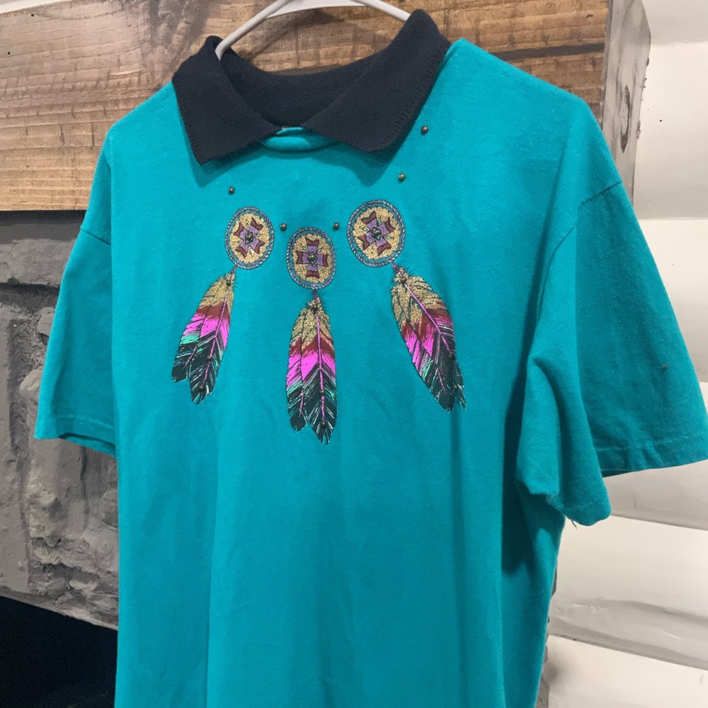 Vintage Native American Dream Catcher and Feather Studded Shirt